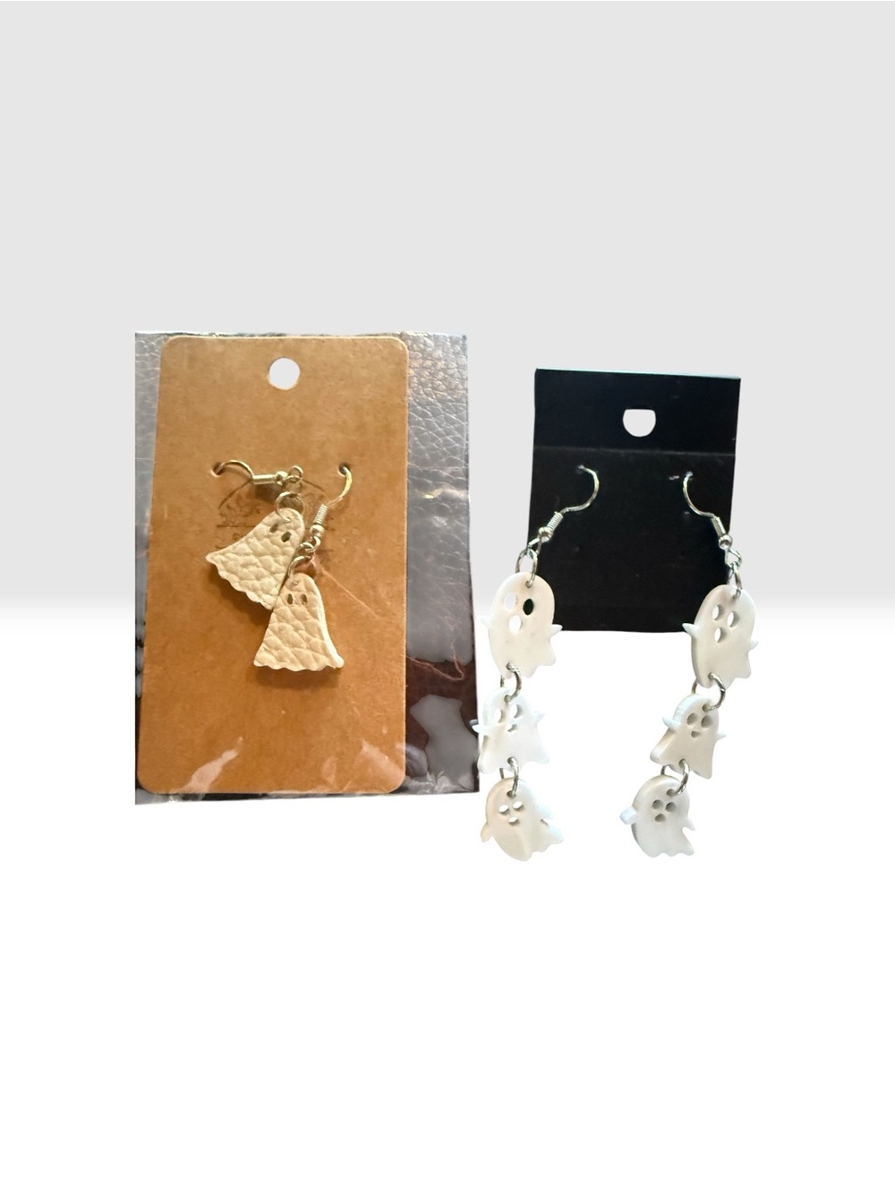 Ghost Dangle Earrings - White - You get both